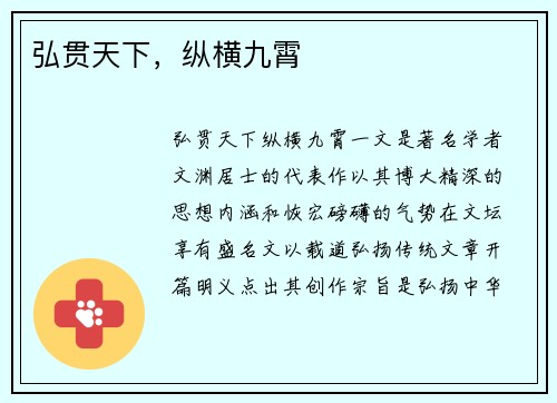 弘贯天下，纵横九霄